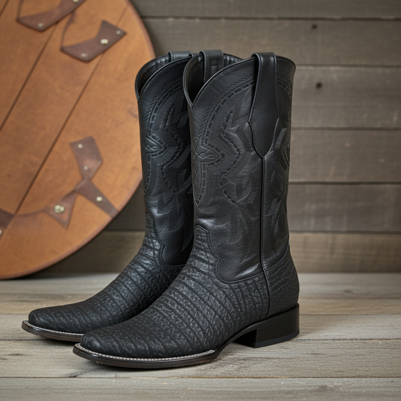 Load image into Gallery viewer, 8003 - RockinLeather Men's Distressed Black Genuine Sharkskin Boots
