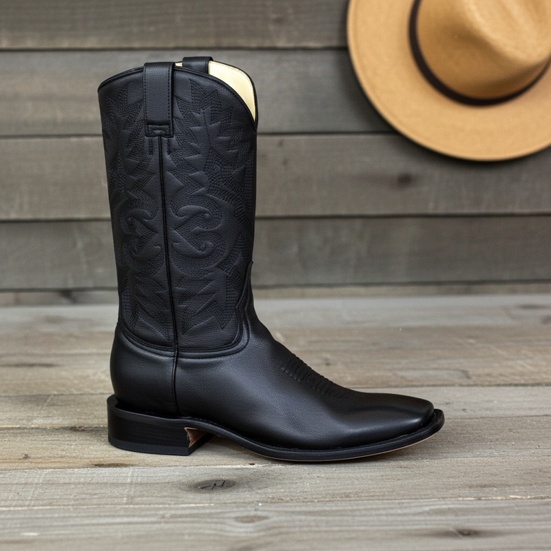 Load image into Gallery viewer, 1124 - RockinLeather Men's Black Square Toe Western Boot

