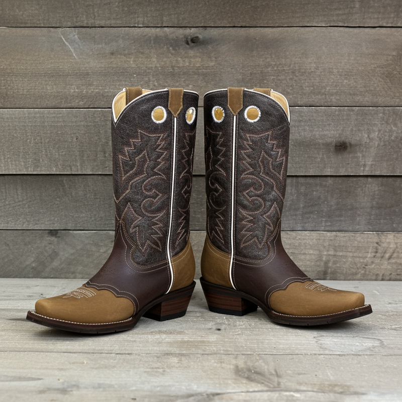 Load image into Gallery viewer, 1136 - RockinLeather Men's Distressed Brown Narrow Square Toe Western Boot With Overlay
