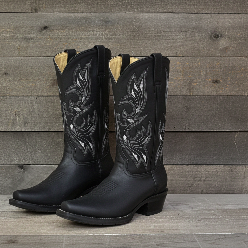 Load image into Gallery viewer, 1149 - RockinLeather Men's Black Oiled Narrow Square Toe Western Boot
