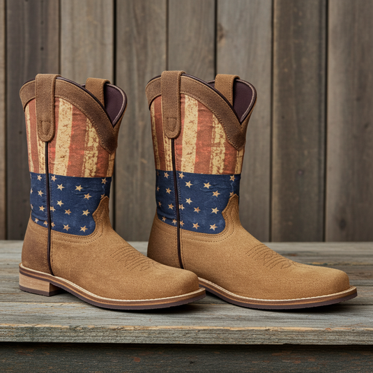 7000 C/Y - RockinLeather Children's Tan Roughout Flag Leather Boot