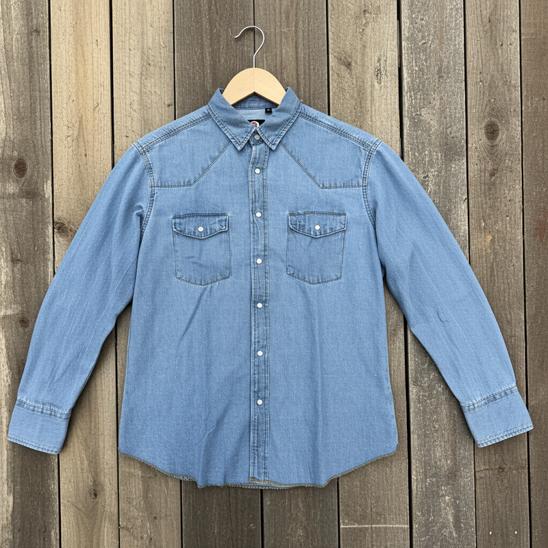 Load image into Gallery viewer, RLLSMS01 - RockinLeather Men's 6.8 oz Light Denim LS Shirt
