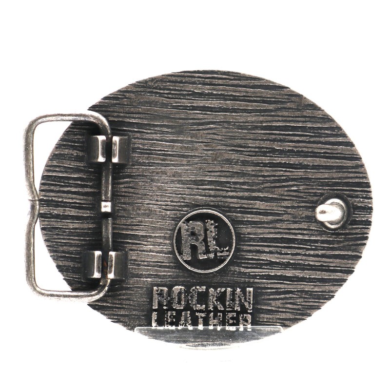 Load image into Gallery viewer, RLB505 - RockinLeather Nickle Turquoise Burst Belt Buckle
