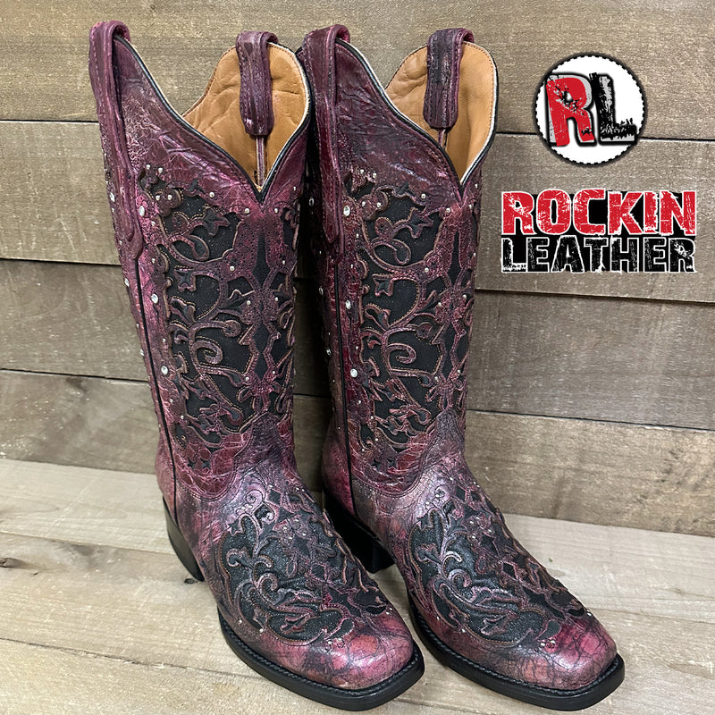 Load image into Gallery viewer, 2817 - RockinLeather Women's Magenta Crater Square Toe Western Boot

