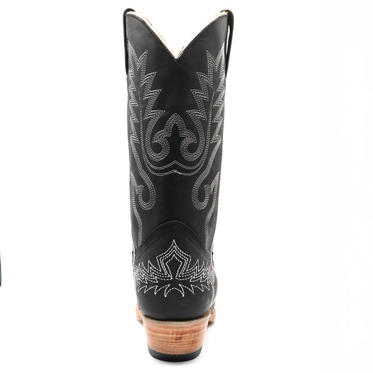 2207 - RockinLeather Women's Black Western Boot With White Embroidery