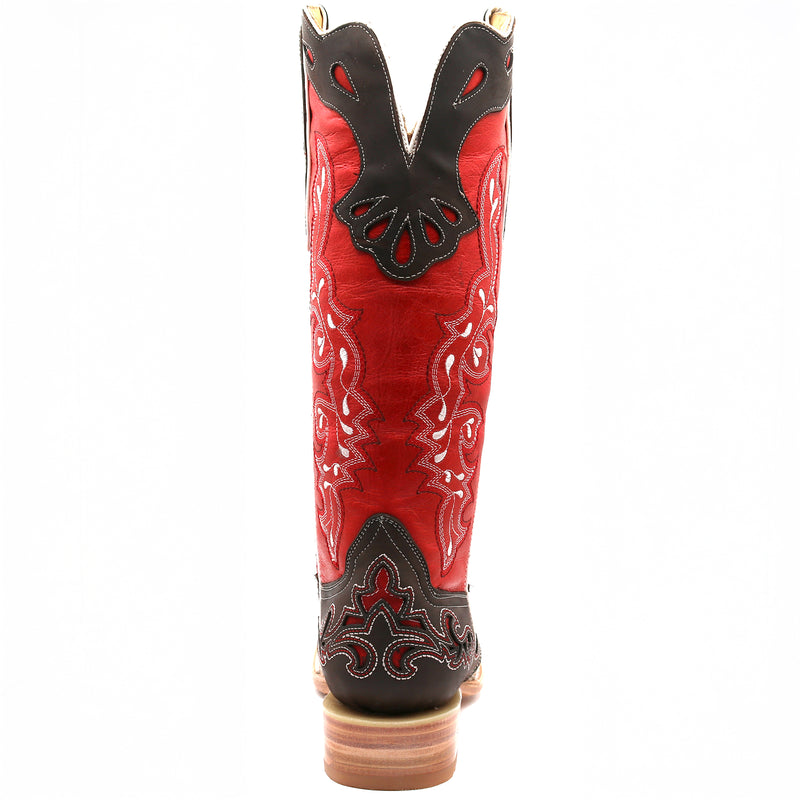 Load image into Gallery viewer, 2180 - RockinLeather Women's Tall Distressed Brown/Red Boot With Wide Square Toe

