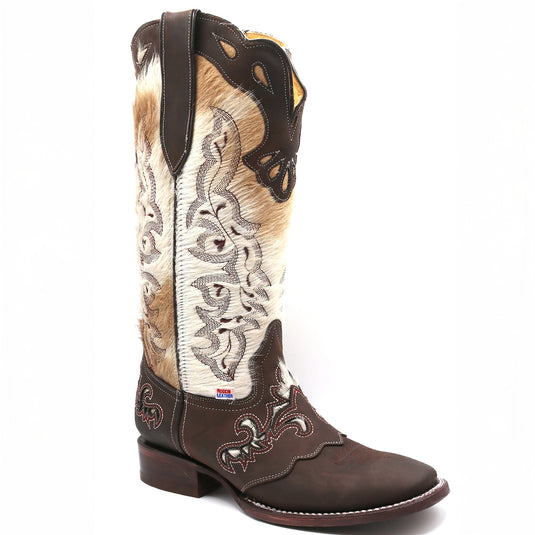 2157 - RockinLeather Women's Handcrafted Genuine Cowhair Leather with Overlay