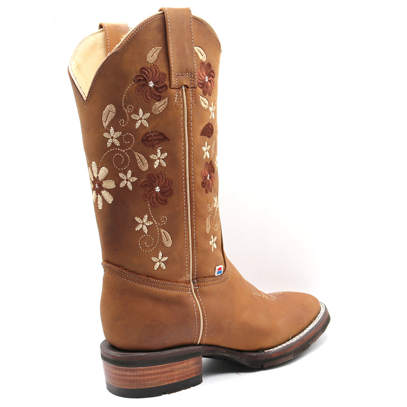 Load image into Gallery viewer, 2191 - RockinLeather Women's Crazy Horse Western Boot w/Floral Embroidery
