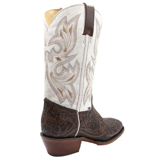 2200 - RockinLeather Women's Floral Leather Stamped Western Boot