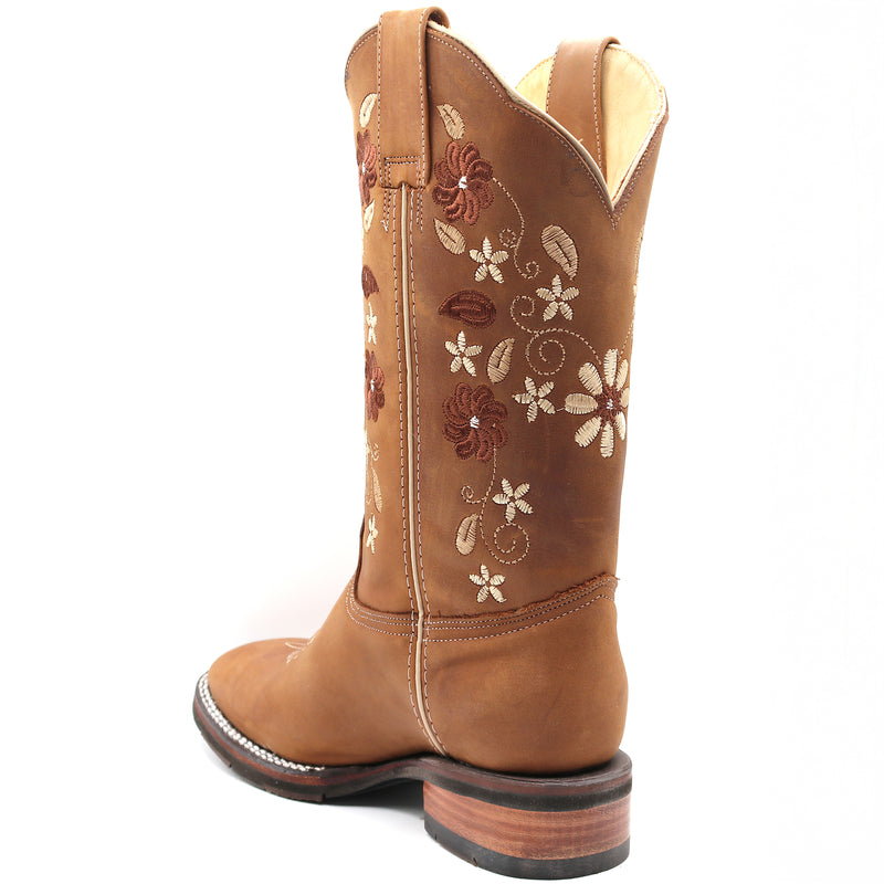 Load image into Gallery viewer, 2191 - RockinLeather Women's Crazy Horse Western Boot w/Floral Embroidery
