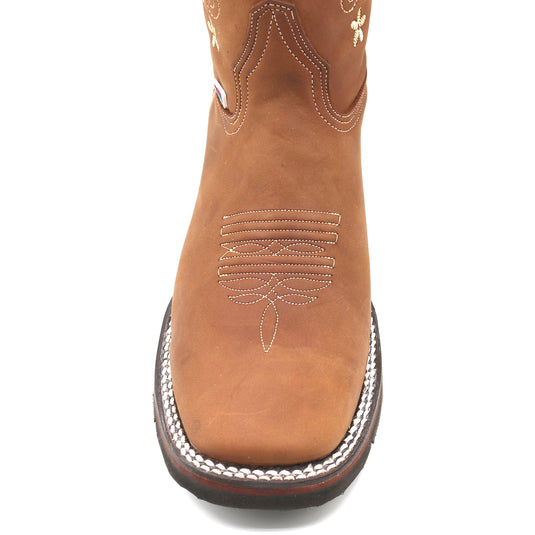 2191 - RockinLeather Women's Crazy Horse Western Boot w/Floral Embroidery