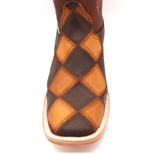 2201 - RockinLeather Women's Patchwork Square Toe Western Boot