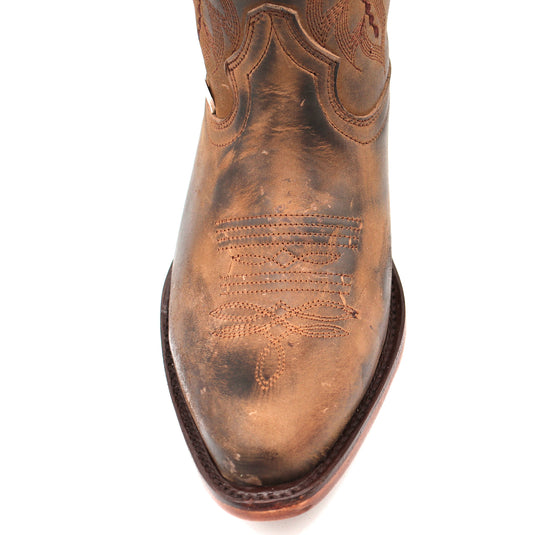 2560 - RockinLeather Women's Distressed Brown Western Boot With Round Toe