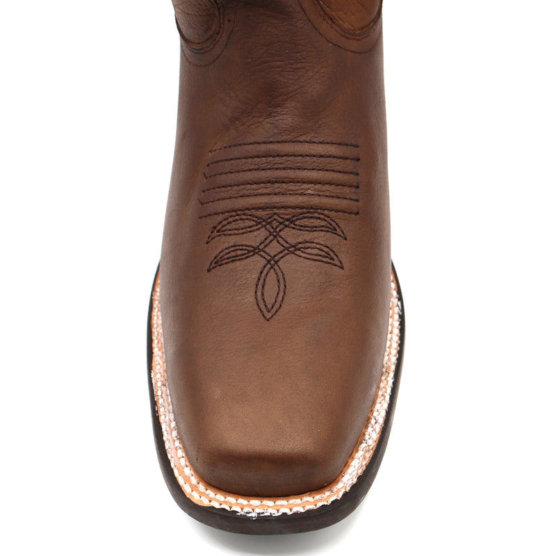 Load image into Gallery viewer, 2803 - RockinLeather Women's Gaucho Brown Western Boot w/Raised Embroidery
